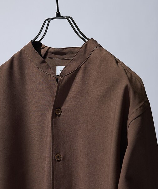 Vネック スキッパーシャツ / バンドカラー