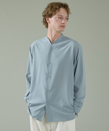 Vネック スキッパーシャツ / バンドカラー