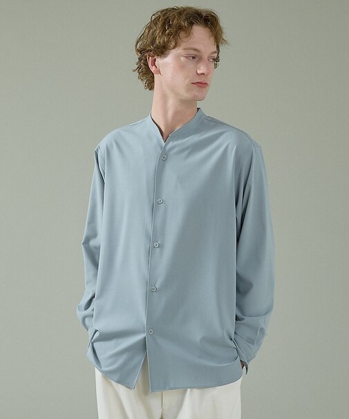 Vネック スキッパーシャツ / バンドカラー