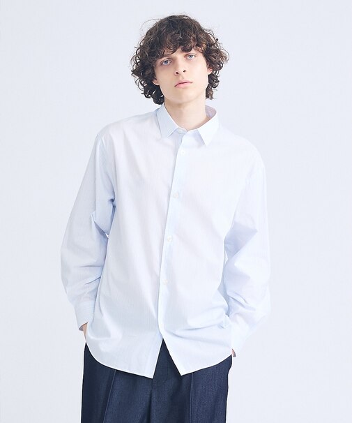 エアリーストライプ オーバーサイズ レギュラーカラーシャツ