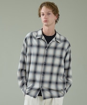 オンブレーチェック オープンカラーシャツ / オーバーサイズ