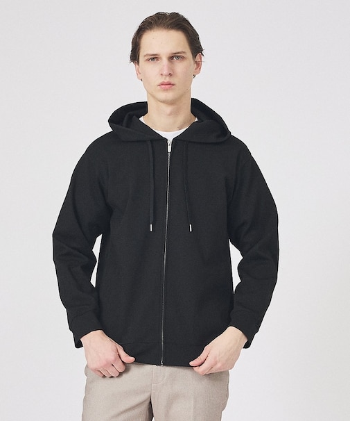 ヘリンボーン ジャガード ジップパーカー