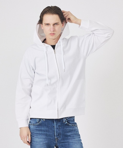 ヘリンボーン ジャガード ジップパーカー