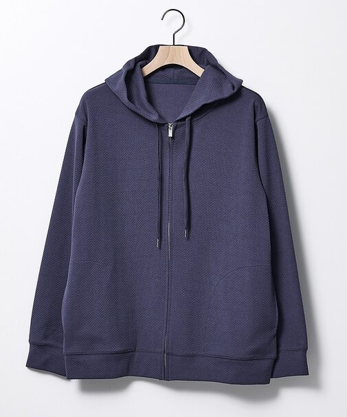 ヘリンボーン ジャガード ジップパーカー