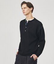 リブニット ヘンリーネック プルオーバー