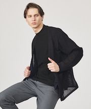 2トーン シアーメッシュ 1ボタン カーディガン