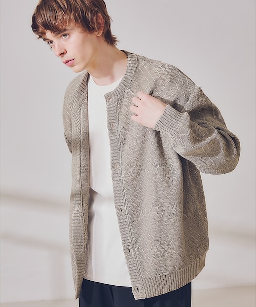 ドライタッチ ペーパーライク クルーネックカーディガン