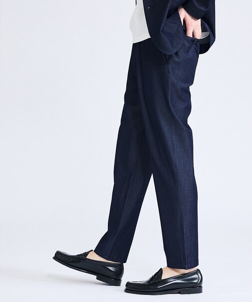 【セットアップ対応】デニムライクツイル テーパード イージーパンツ