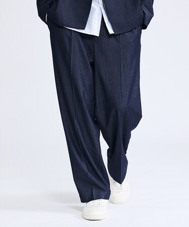 【セットアップ対応】デニムライクツイル ワイド イージーパンツ