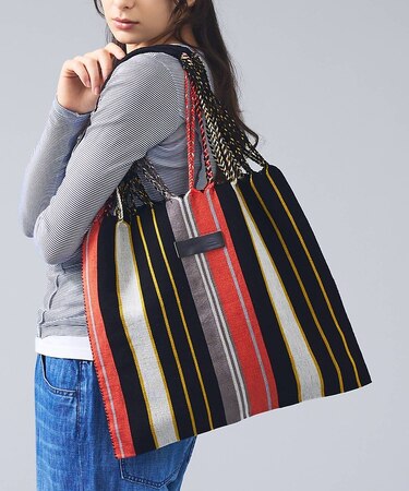 【MOON BIRD/ムーンバード】手織りハンモックトートバッグ/手織り/A4サ