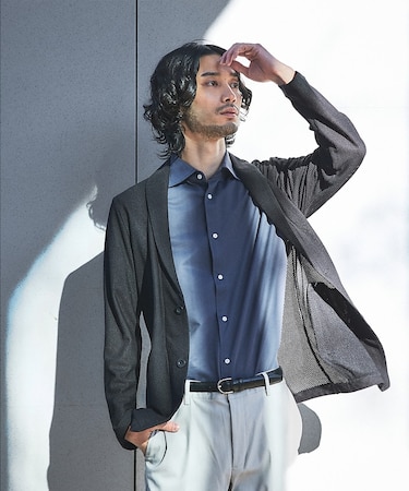 【接触冷感】ハニカムメッシュ ショールブルゾン/ジャケット