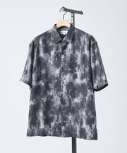 【リネン混】アブストラクト柄 半袖シャツ