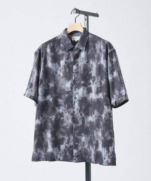 【リネン混】アブストラクト柄 半袖シャツ