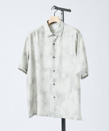 【リネン混】アブストラクト柄 半袖シャツ
