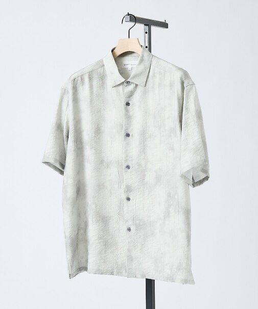 【リネン混】アブストラクト柄 半袖シャツ