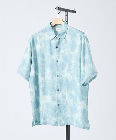 【リネン混】アブストラクト柄 半袖シャツ