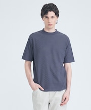 【凹凸編み】リンクス ブロック 半袖Tシャツ