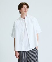 ストレッチコットン レギュラーカラー リラックス半袖シャツ / オーバーサイズ