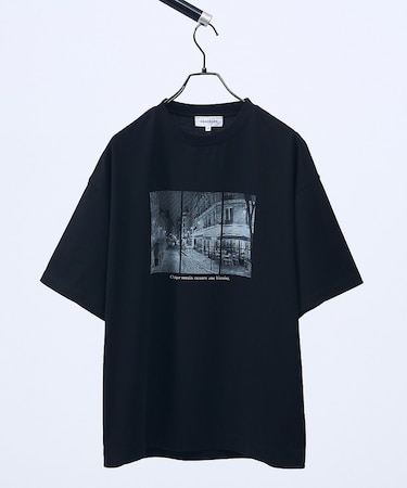 PARIS BACK ALLEY フォトプリント 半袖Tシャツ / オーバーサイ