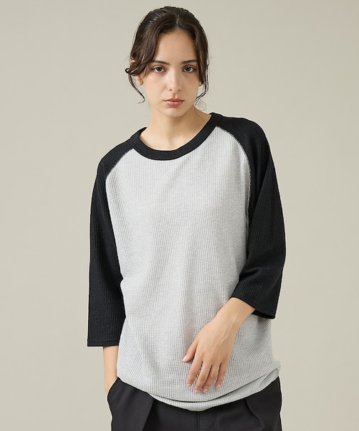 【JEMORGAN /ジェーイーモーガン 】ワッフルラグランスリーブ7分袖Tシャ