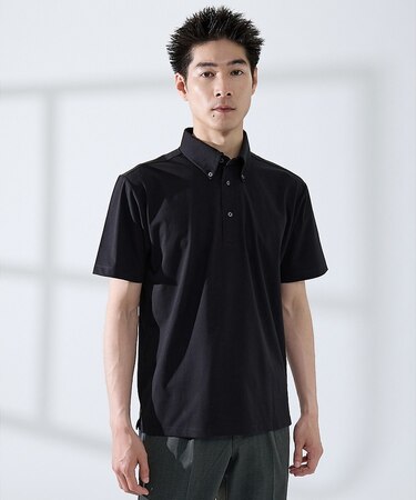 【SMART CLOSET】シルケット天竺 ボタンダウン半袖ポロシャツ / 接触