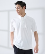 【SMART CLOSET】シルケット天竺 ボタンダウン半袖ポロシャツ / 接触