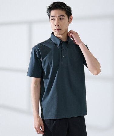 【SMART CLOSET】シルケット天竺 ボタンダウン半袖ポロシャツ / 接触
