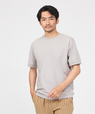 【SMART CLOSET】シルケット天竺 ワイドリブ Tシャツ / 接触冷感