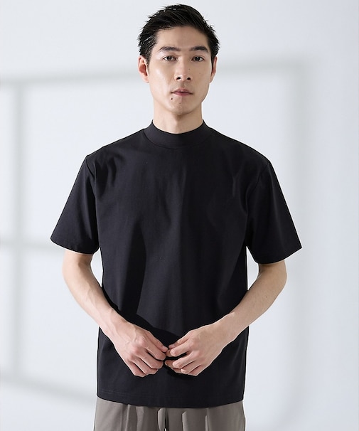 【SMART CLOSET/WEB限定】シルケット天竺 モックネック Tシャツ