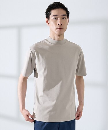 【SMART CLOSET/WEB限定】シルケット天竺 モックネック Tシャツ