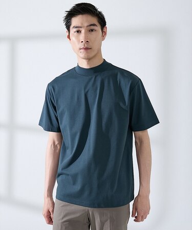 【SMART CLOSET/WEB限定】シルケット天竺 モックネック Tシャツ
