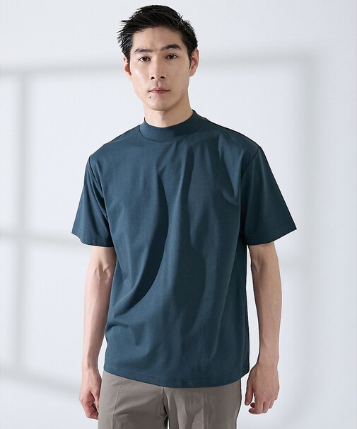 【SMART CLOSET/WEB限定】シルケット天竺 モックネック Tシャツ