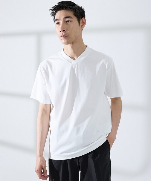 【SMART CLOSET/WEB限定】シルケット天竺 Vネック 半袖Tシャツ