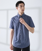 【WEB限定】シルキー マイクロカノコ ボタンダウン 半袖シャツ