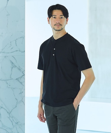【SMART CLOSET】シルケット天竺 キーヘンリーネック Tシャツ / 接