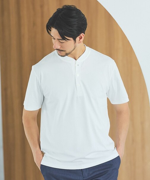 【SMART CLOSET】シルケット天竺 キーヘンリーネック Tシャツ / 接