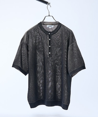 ドライタッチ ヘンリーネック シアーニットTシャツ