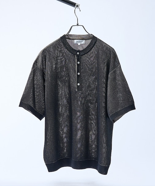 ドライタッチ ヘンリーネック シアーニットTシャツ