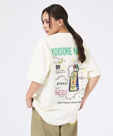 【YOIDORE/ヨイドレ 】刺繍MIX グラフィックプリント クルーネックTシ