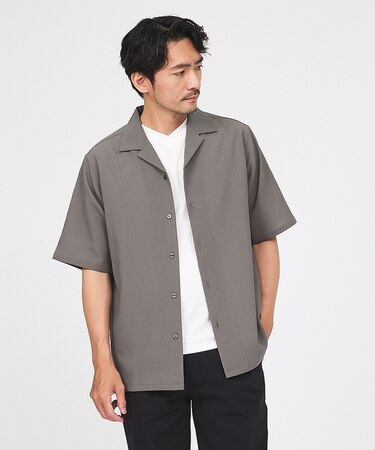 楊柳 オープンカラー 半袖シャツ