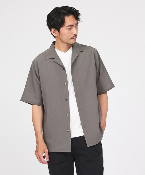 楊柳 オープンカラー 半袖シャツ