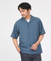 楊柳 オープンカラー 半袖シャツ
