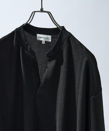 CREPE JERSEY ヘンリーネック スキッパーTシャツ