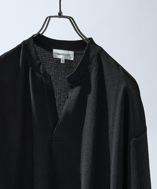CREPE JERSEY ヘンリーネック スキッパーTシャツ