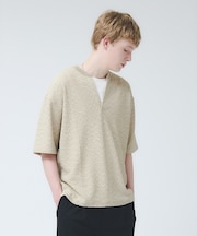 CREPE JERSEY ヘンリーネック スキッパーTシャツ