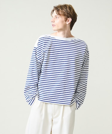 ボートネック フレンチボーダー長袖Tシャツ / ユニセックス