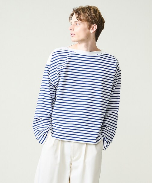 ボートネック フレンチボーダー長袖Tシャツ / ユニセックス