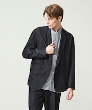 【セットアップ対応】デニムライクツイル ダブルジャケット