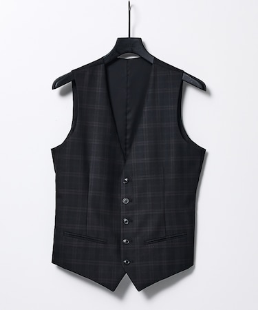 ブラックチェックジレ