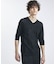 フラワージャガード ７分袖 Vネック ニットTシャツ